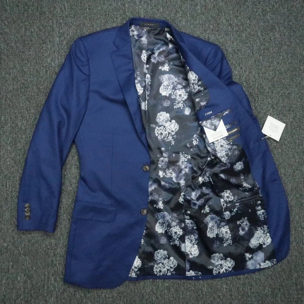 Indochino Blazer Mens 38R Blue Single Breasted Wool Cashmere Luxury Jacket NWT‎